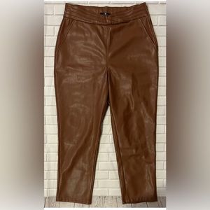 7 for all mankind sz L faux leather vegan wide leg chestnut brown